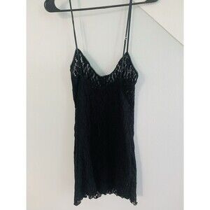 Vintage August Moon Chemise Nightgown Black  Lace Medium